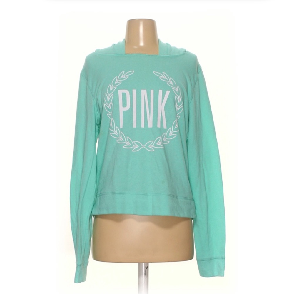 Victoria’s Secret PINK Teal Green & White Olive Wreath Long Sleeve Tunic Sweater